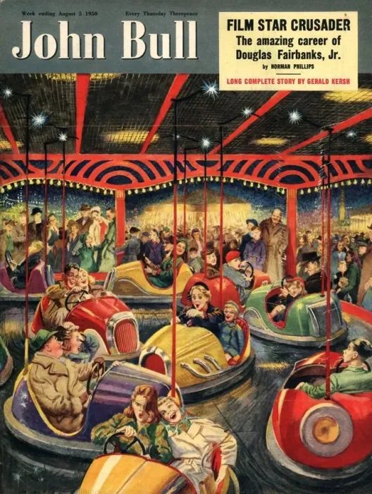 Framed Print : John Bull 1950 1950s UK fairgrounds funfairs dodgems magazines family