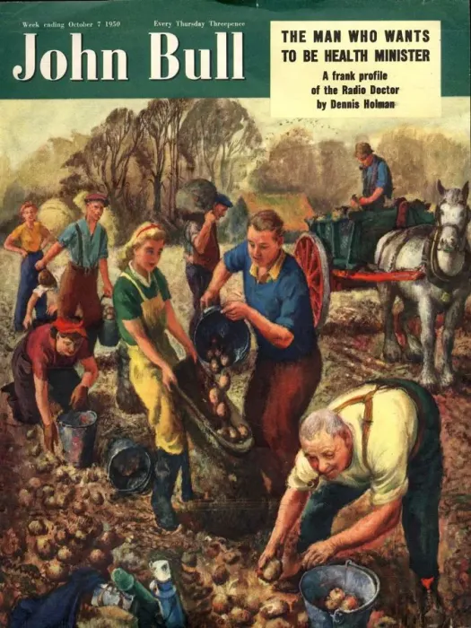 Framed Print : John Bull 1950 1950s UK farms farmers potatoes magazines Framed Print : John Bull 1950 1950s UK farms farmers potatoes magazines