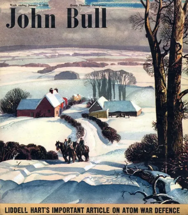 Framed Print : John Bull 1950 1950s UK winter snow snow ice riding horses magazines Framed Print : John Bull 1950 1950s UK winter snow snow ice riding horses magazines