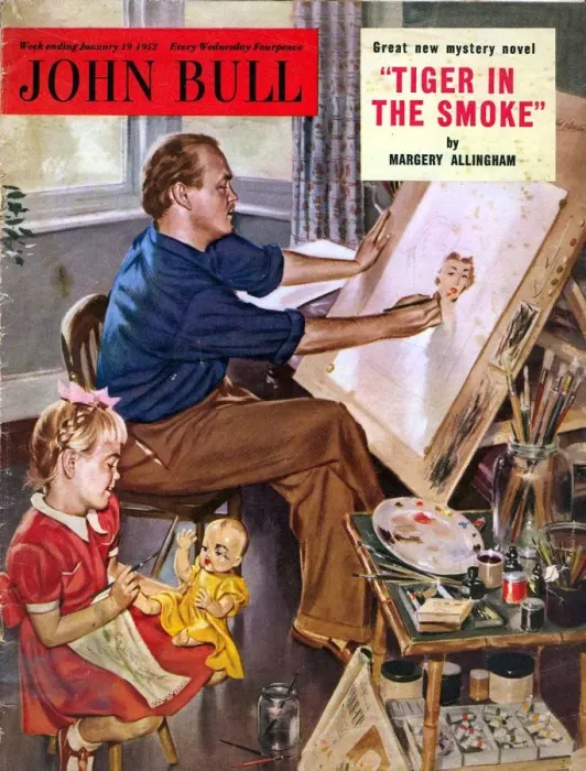 Framed Print : John Bull 1950s UK art artists fathers and daughters magazines Framed Print : John Bull 1950s UK art artists fathers and daughters magazines
