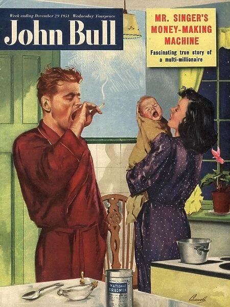 John Bull 1950s UK babies breakfast kitchens cigarettes smoking magazines baby family