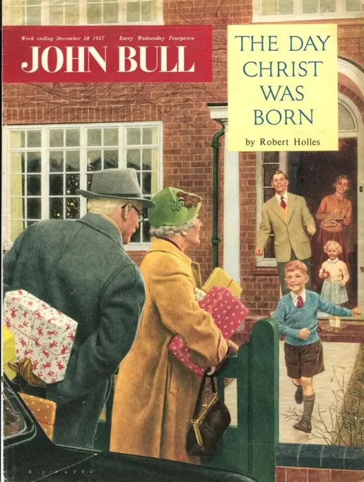 Framed Print : John Bull 1950s UK children grandparents presents grandfather grandpa grandmother