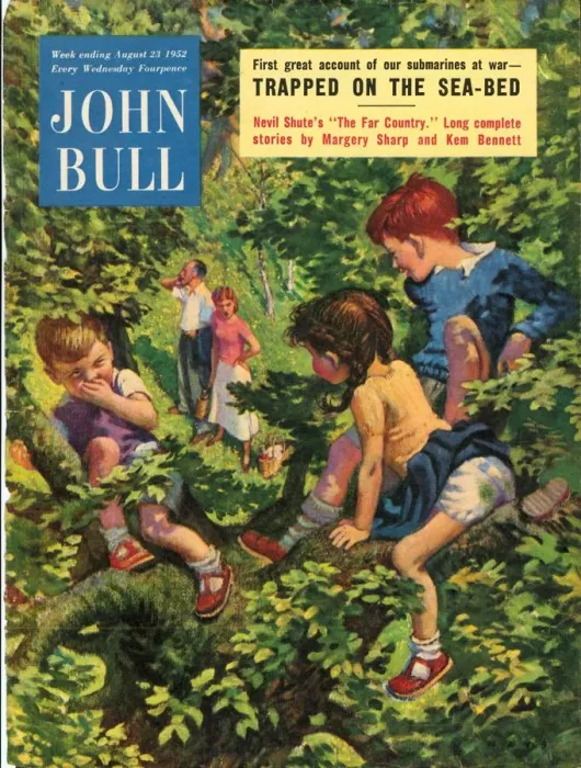 Framed Print : John Bull 1950s UK climbing trees hiding games magazines