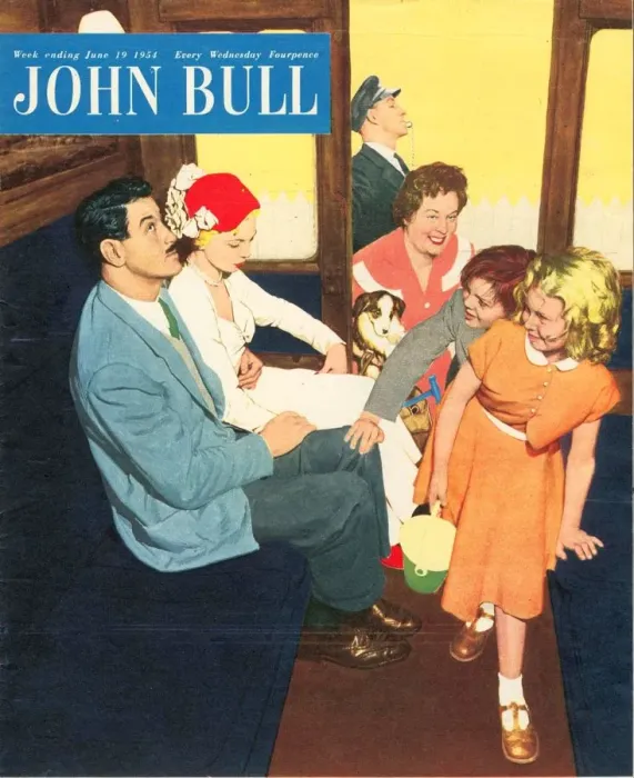 Framed Print : John Bull 1950s UK dating trains carriages magazines