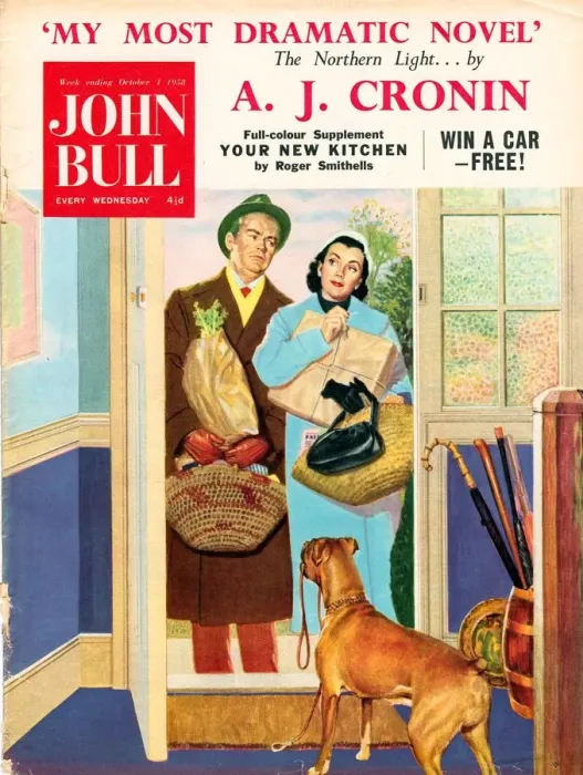 Framed Print : John Bull 1950s UK dogs walking the magazines pets family Framed Print : John Bull 1950s UK dogs walking the magazines pets family