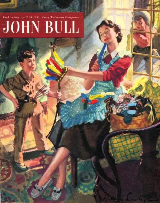 Framed Print : John Bull 1950s UK fancy dress indians cowboys party magazines