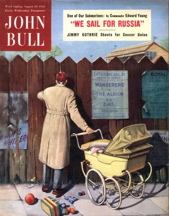 Framed Print : John Bull 1950s UK football prams babies magazines baby Framed Print : John Bull 1950s UK football prams babies magazines baby