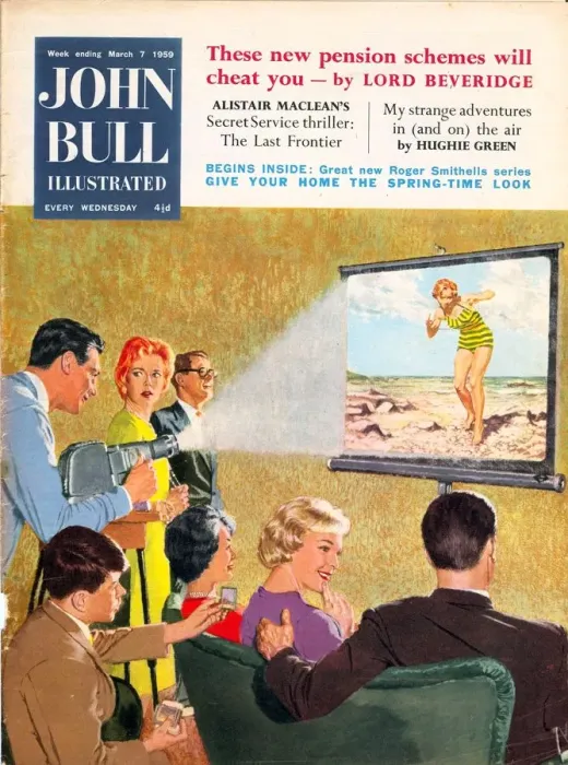 Framed Print : John Bull 1950s UK holidays cine-films bores magazines