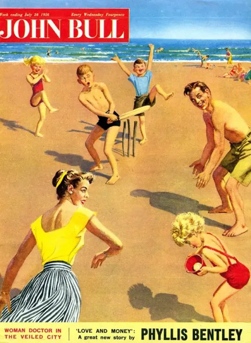 Framed Print : John Bull 1950s UK holidays cricket beaches seaside seaside magazines Framed Print : John Bull 1950s UK holidays cricket beaches seaside seaside magazines