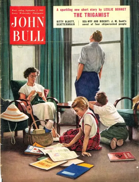 Framed Print : John Bull 1950s UK holidays magazines days bored knitting raining Framed Print : John Bull 1950s UK holidays magazines days bored knitting raining