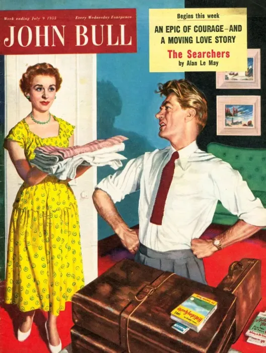 Framed Print : John Bull 1950s UK holidays packing luggage magazines Framed Print : John Bull 1950s UK holidays packing luggage magazines