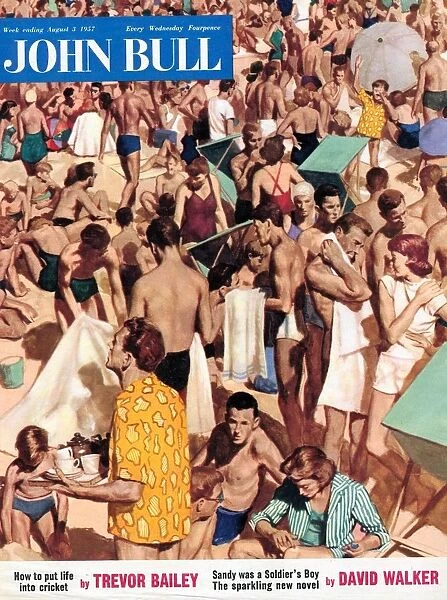 John Bull 1950s UK holidays people crowded beaches seaside seaside magazines