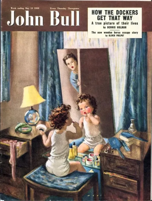 Framed Print : John Bull 1950s UK make-up makeup disasters problems angry cosmetics magazines Framed Print : John Bull 1950s UK make-up makeup disasters problems angry cosmetics magazines