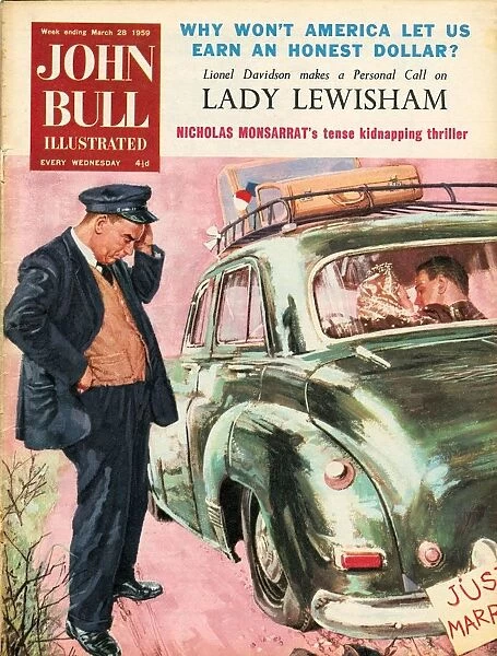 John Bull 1950s UK marriages disasters punctures flat tyres just married magazines cars