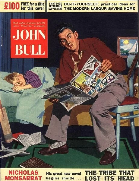 John Bull 1950s UK reading beds stories comics sleeping fathers and sons sleep
