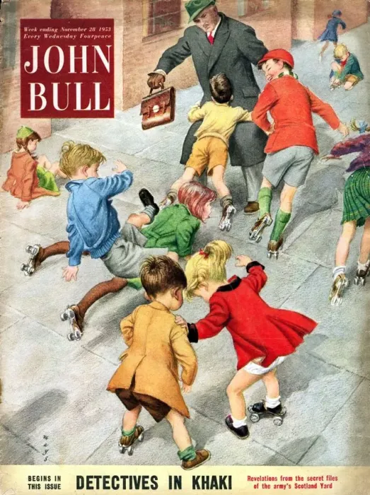 Framed Print : John Bull 1950s UK roller-skates roller skates accidents disasters magazines roller