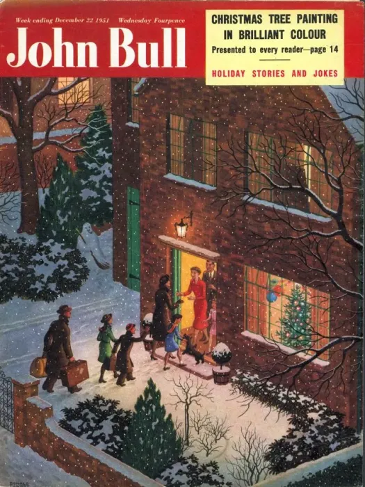 Framed Print : John Bull 1950s UK seasons children relatives snow winter magazines family Framed Print : John Bull 1950s UK seasons children relatives snow winter magazines family