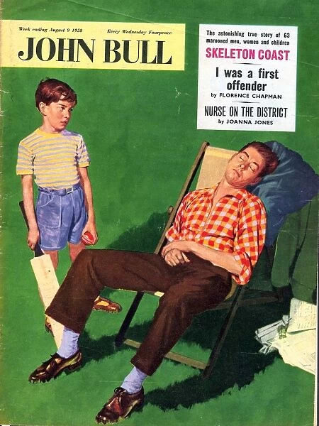 John Bull 1950s UK sleep cricket games fathers and sons magazines sleeping