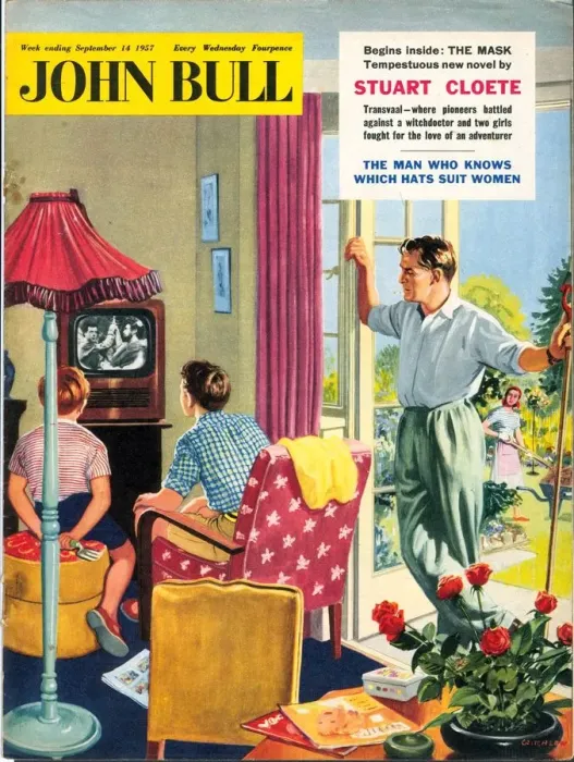 Framed Print : John Bull 1950s UK watching televisions magazines children Framed Print : John Bull 1950s UK watching televisions magazines children