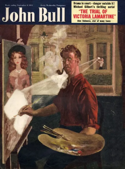 Framed Print : John Bull 1951 1950s UK artists painting magazines mirrors Framed Print : John Bull 1951 1950s UK artists painting magazines mirrors