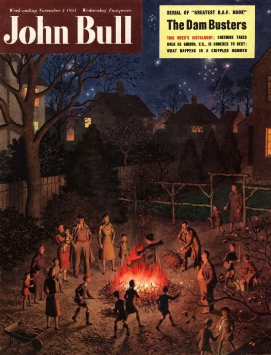 Framed Print : John Bull 1951 1950s UK guy fawkes fireworks bonfires magazines