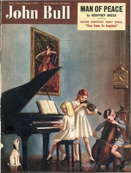 John Bull 1951 1950s UK magazines pianos instruments playing cellos violins dogs