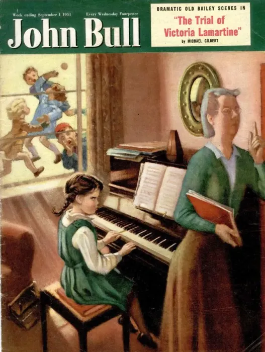 Framed Print : John Bull 1951 1950s UK piano pianos grand playing lessons games teachers magazines Framed Print : John Bull 1951 1950s UK piano pianos grand playing lessons games teachers magazines