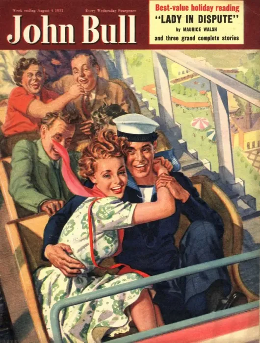 Framed Print : John Bull 1951 1950s UK roller coasters sailors fear funfairs roller-coasters fairs