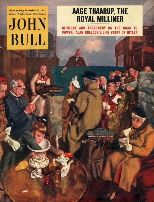 Framed Print : John Bull 1952 1950s UK auctions sales shopping antiques magazines family