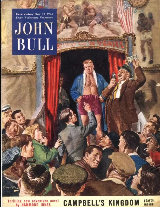 Framed Print : John Bull 1952 1950s UK boxing boxers fairs showmen booths magazines funfairs Framed Print : John Bull 1952 1950s UK boxing boxers fairs showmen booths magazines funfairs