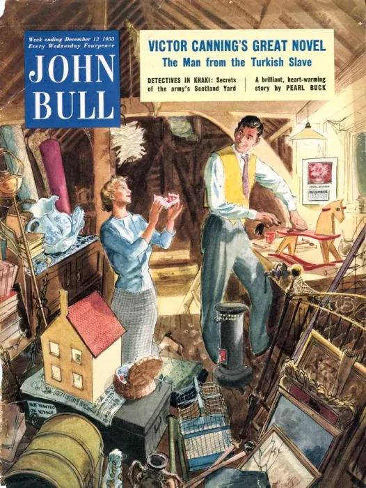 Framed Print : John Bull 1953 1950s UK attics rocking horses repairing dolls houses lofts magazines Framed Print : John Bull 1953 1950s UK attics rocking horses repairing dolls houses lofts magazines