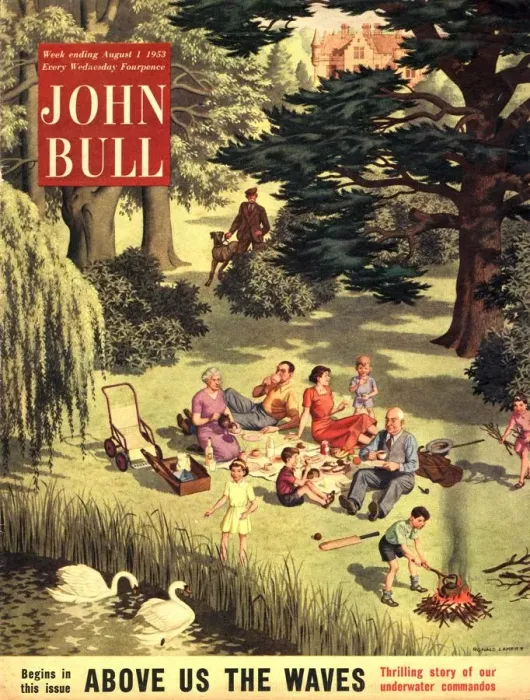 Framed Print : John Bull 1953 1950s UK picnics eating magazines august Framed Print : John Bull 1953 1950s UK picnics eating magazines august