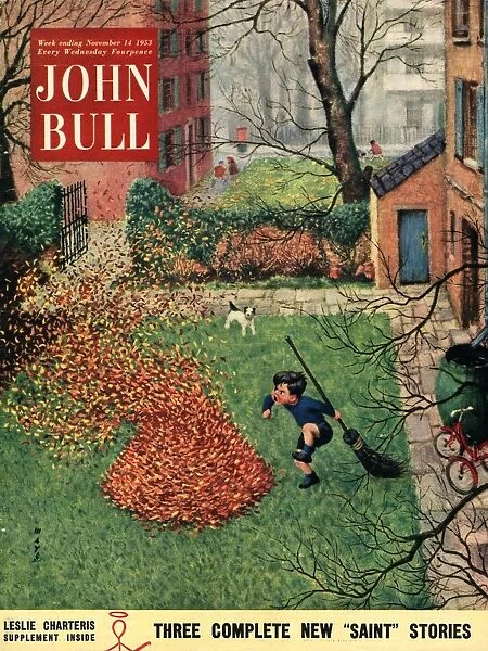 John Bull 1953 1950s UK windy autumn dogs magazines leaves bonfires horticulture