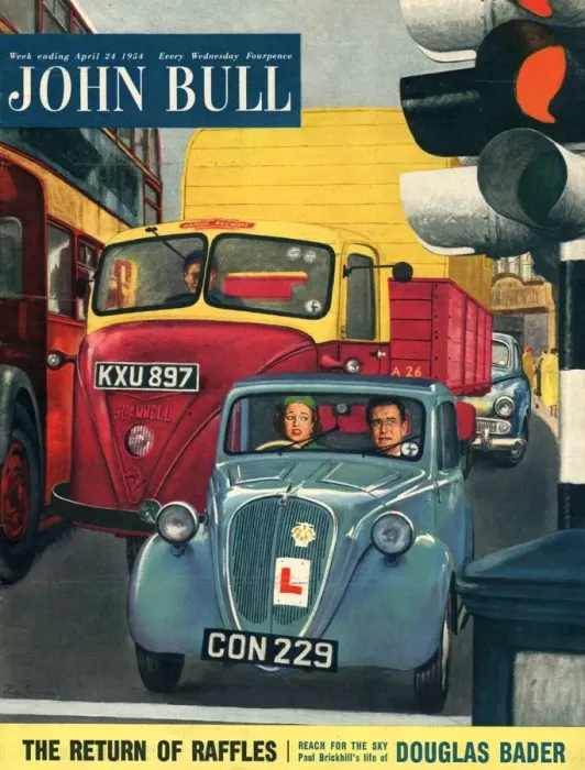 Framed Print : John Bull 1954 1950s UK cars learner drivers learning to drive magazines Framed Print : John Bull 1954 1950s UK cars learner drivers learning to drive magazines