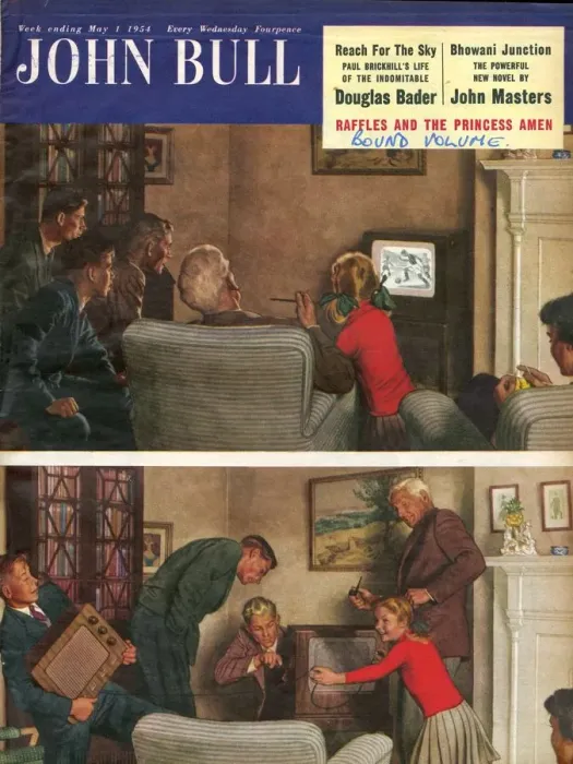 Framed Print : John Bull 1954 1950s UK magazines family parents tv radios children Framed Print : John Bull 1954 1950s UK magazines family parents tv radios children