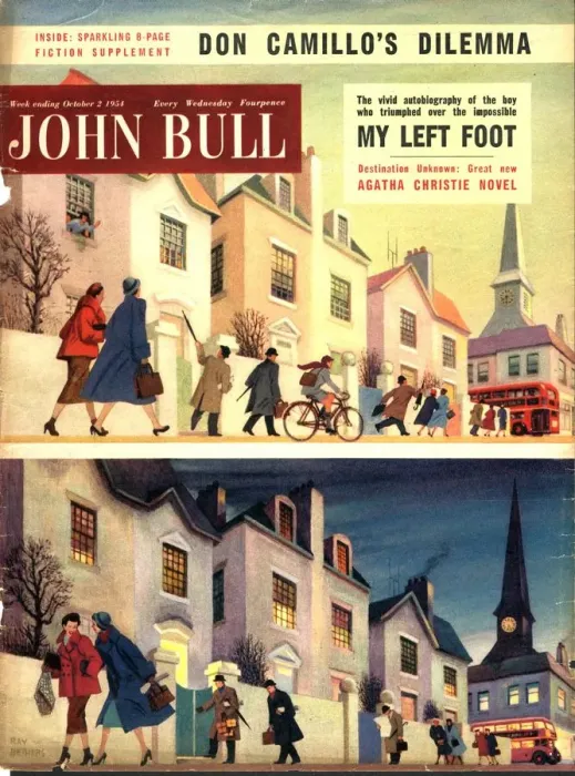 Framed Print : John Bull 1954 1950s UK suburbia commuters buses routemasters magazines suburbs commuting Framed Print : John Bull 1954 1950s UK suburbia commuters buses routemasters magazines suburbs commuting