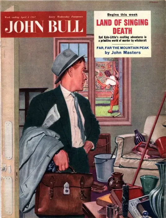 Framed Print : John Bull 1957 1950s UK cleaning housewives housewife commuters carpets bashing products Framed Print : John Bull 1957 1950s UK cleaning housewives housewife commuters carpets bashing products