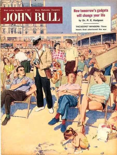 John Bull 1957 1950s UK holidays beaches seaside seaside deck chairs paying collection