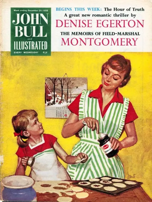 Framed Print : John Bull 1958 1950s UK cooking mothers and daughters baking mince pies housewife