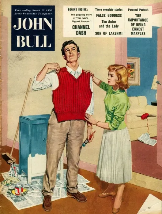 Framed Print : John Bull 1958 1950s UK decorating tank tops diy magazines clothing clothes do it Framed Print : John Bull 1958 1950s UK decorating tank tops diy magazines clothing clothes do it