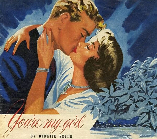John Bull w. o. 1949 1940s UK Glyn Jones kissing hugging womens story illustrations