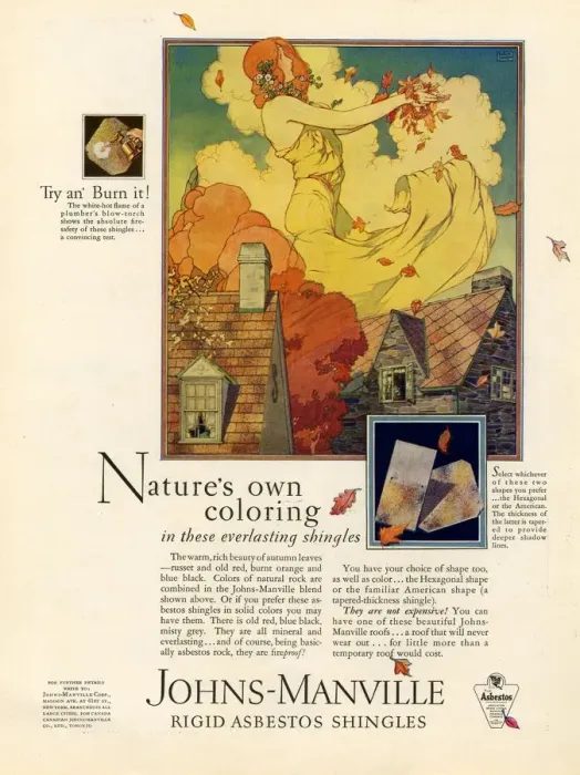 Framed Print : Johns-Manville 1927 USA CC asbestos roofing tiles shingles johns manville seasons autumn Framed Print : Johns-Manville 1927 USA CC asbestos roofing tiles shingles johns manville seasons autumn
