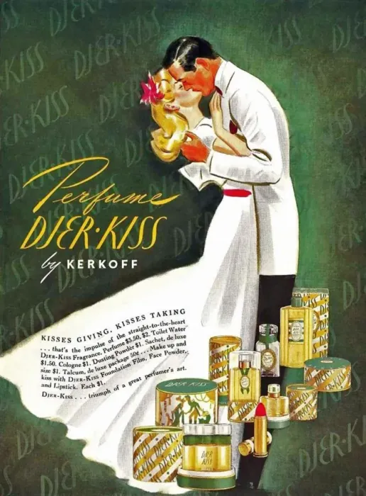Framed Print : Kerkoff 1930s USA rklf womens Djer Kiss kissing kisses itnt
