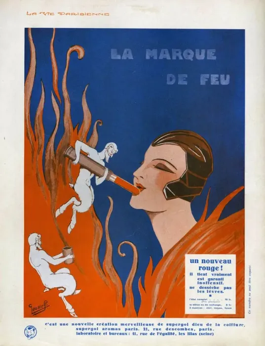 Framed Print : La Marque de Feu 1910s France cc lipsticks makeup make-up applying Framed Print : La Marque de Feu 1910s France cc lipsticks makeup make-up applying