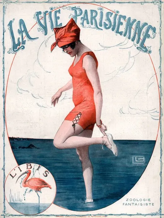 Framed Print : La Vie Parisienne 1910s France Georges Leonnec illustrations magazines womens swimming Framed Print : La Vie Parisienne 1910s France Georges Leonnec illustrations magazines womens swimming