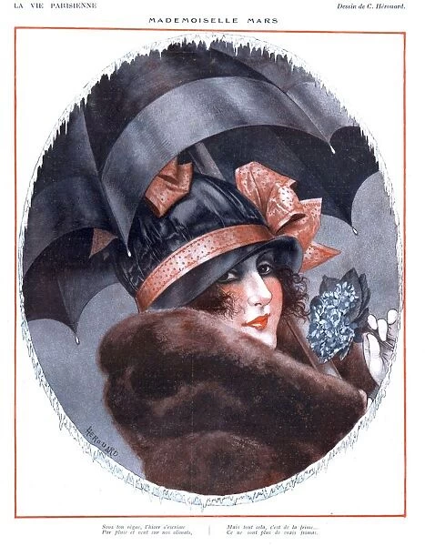 La Vie Parisienne 1910s France glamour erotica by C Herouard portraits raining umbrellas