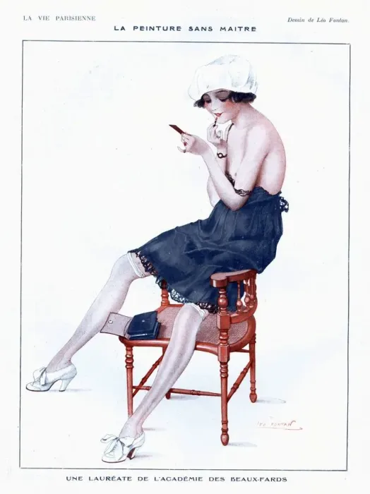 Framed Print : La Vie Parisienne 1910s France glamour erotica underwear make-up womens makeup