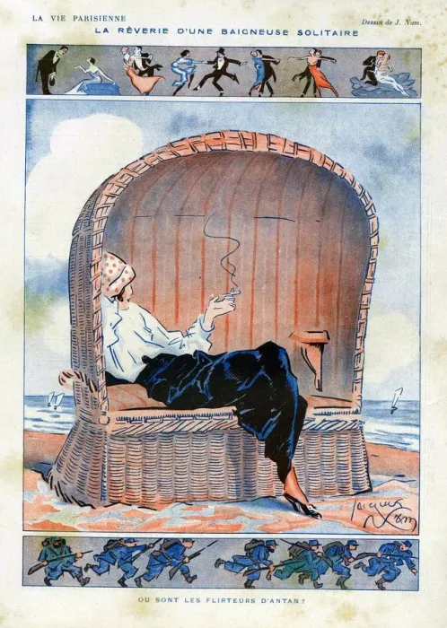 Framed Print : La Vie Parisienne 1915 1910s France cc beaches seaside relaxing women smoking Framed Print : La Vie Parisienne 1915 1910s France cc beaches seaside relaxing women smoking