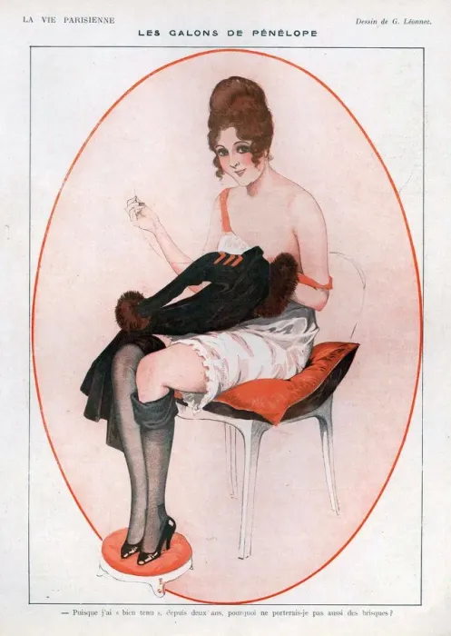 Framed Print : La Vie Parisienne 1916 1910s France cc erotica stockings underwear hosiery womens