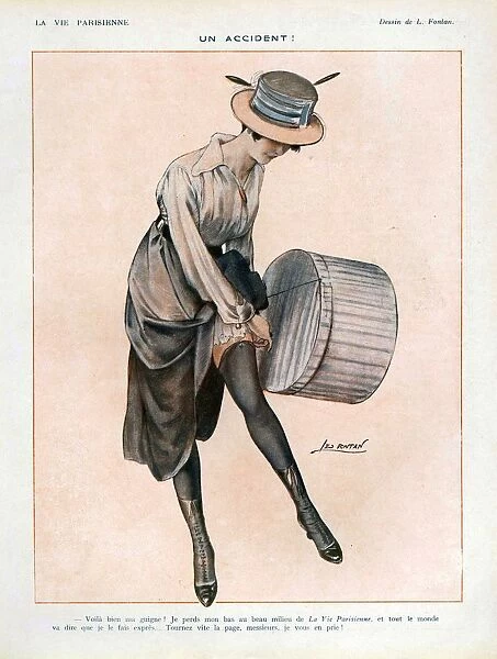 La Vie Parisienne 1916 1910s France cc hats womens stockings hat boxes shopping
